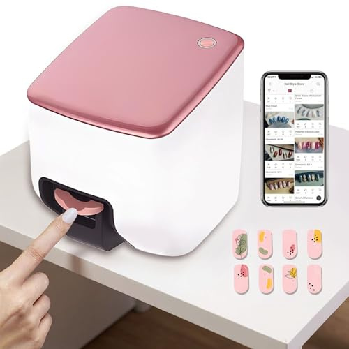 AUTUMFLATGAO 3D-Nageldrucker, Unterstützt WLAN/App/DIY, Digitaler Mobiler Nagelkunstdrucker, Nail Printer, Nagellackiermaschine, 10 Sekunden Schnelles Zeichnen, über 800 Bilder