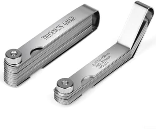 Set di spessimetri in acciaio inossidabile, strumento di misurazione dello spessore con 32 lame dritte e 16 offset per valvole, pistoni e cuscinetti, argento, 2 pezzi