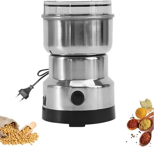 YIGECHENXIN Mulino per Cereali Secco Multifunzione Mini da 300 ml, macinacaffè Elettrico in Acciaio Inox per Chicchi di caffè, Frutti secchi e spezie, Facile da Usare