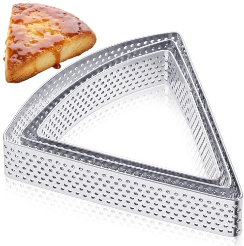 DOPENSPI 3 Pcs Scone Cutter for Baking Triangle, Stainless Steel Fan Shape Scone Cutter Biscuit Mold Geometric Triangle Biscuit Mold Baking Tool for Scones Pastries Desserts(2.7, 3.1, 3.5 Inch)