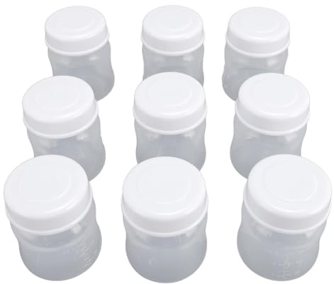 ZJchao Juego de 9 Biberones de Almacenamiento de Leche Materna de 90 Ml, Recipientes Reutilizables de Cuello Ancho con Tapas a Prueba de Fugas para una Recolección y Congelación Segura de la Leche