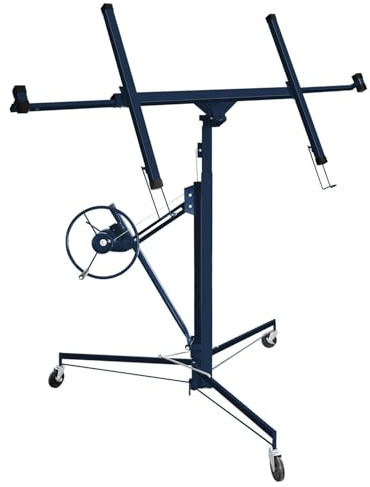 Peviasot Sollevatore a piastre pieghevole, XXL, altezza di lavoro regolabile in altezza, 68 kg, portata max. 294 cm, larghezza braccio di carico stabile, con ruote per lastre di cartongesso e