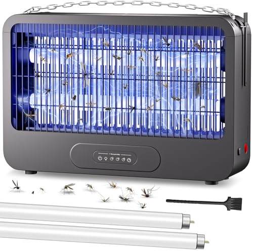 Matamoscas Electrico 3500V 20W Lampara Antimosquitos UV, Mata Mosquitos con Mando a Distancia y Temporizador, Trampa para Insectos para Interior, 2 Lámparas UV de Repuesto Incluidas