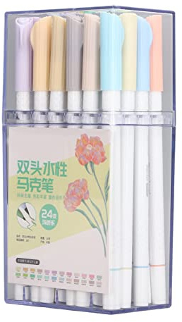 LDAUYZLING 24 marcadores de doble punta de color claro, pintura de acuarela, punta de fibra, marcadores de dibujo para colorear bocetos