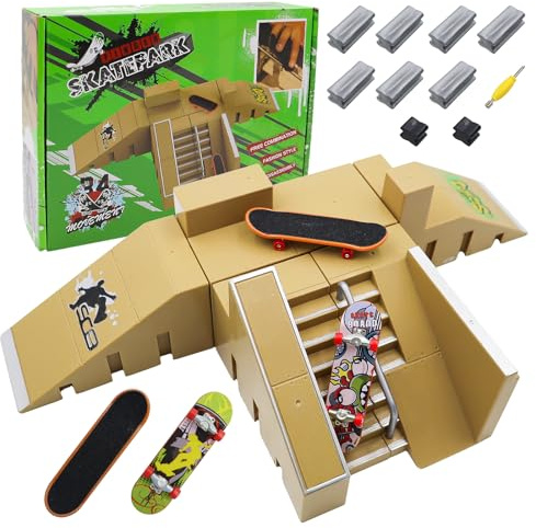 BEELUKY Finger Skateboard Rampe Zubehör Set 5-in-1 mit Fingerskateboard | DIY Montage, Fingerboard Skatepark, Fingersportarten, Kindergeburtstag Mitgebsel, für Kinder