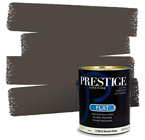 PRESTIGE E100-N-SW7020 Exterior Paint and Primer in One, 1-Gallon, Flat, Comparable Match of Sherwin Williams Black Fox, 1 Gallon, SW255-Black