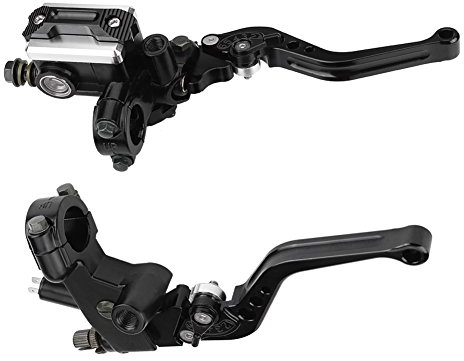 Qiilu 1 Pair 7/8(22mm) Universal Motorcycle Brake Clutch Master Cylinder Reservoir Levers
