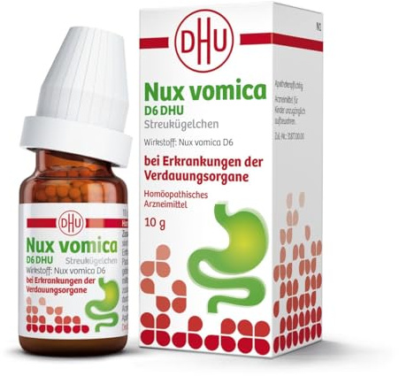 DHU Nux vomica D6 Streukügelchen, 10 g Globuli | hilft im Verdauungstrakt – nebenwirkungsarm