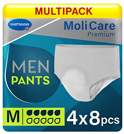 MoliCare Premium Men Pants Inkontinenz-Slip für Männer, diskreter Schutz, 5 Tropfen, Größe M, 32 Stück