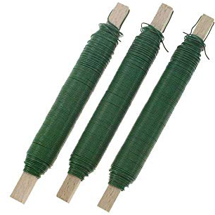 3 x 100g Wickeldraht grün Blumendraht Bindedraht D: 0,65mm Holzstab