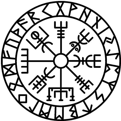 Samunshi® Aufkleber Vegvisir mit Runen C Vikings Wikinger für Auto Motorrad in 11 Größen und 25 Farben (10x10cm schwarz)