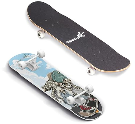 muuwmi ABEC 5 Skateboard mit Rucksack, Unisex, Wellendesign