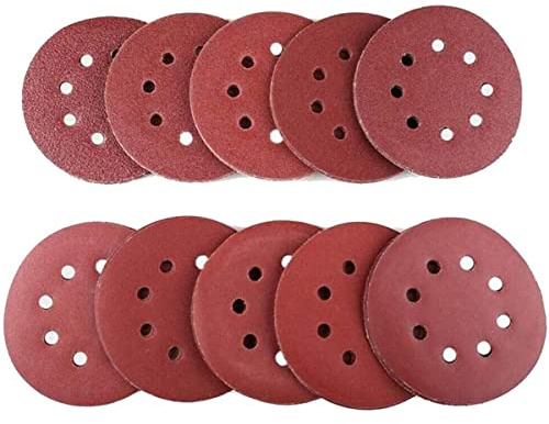MACHSWON 10 Pcs Dry Sanding Discs 125mm 5 inch Hook and Loop 8 Hole Sandpaper 400 Grit for Random Orbital Sanders
