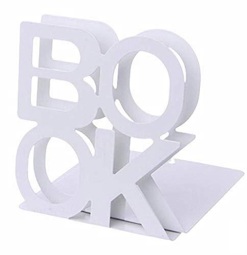 L-förmige Metall-Buchstützen, strapazierfähig, Buchstützen, Ständer, Schreibtisch-Organizer, Bücherregal, Regale mit Anti-Rutsch-Pads, 1 Paar (weiß)