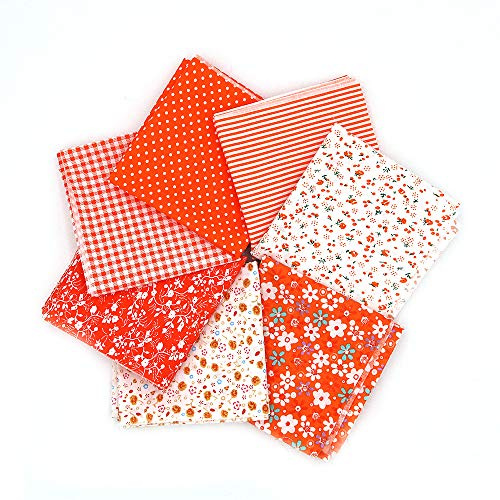 Namvo 7 st 50 x 50 cm bomull hantverk material lappverk mönster dukar gör-det-själv handgjord sömnad quiltning tyg olika mönster orange ton