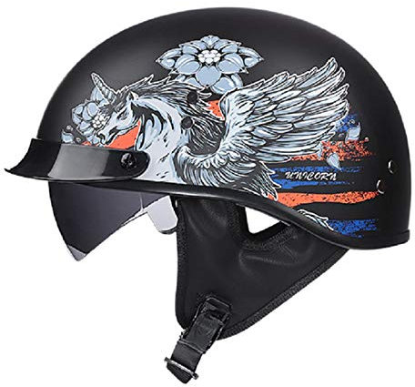 GAOZHE Casque Jet - Casque Jet Urbain - Casque Moto et Scooter Compact Casque Jet Casque,Moto Demi-Coquille pour Hommes et Femmes, Coussinets lavables, Fermeture Rapide
