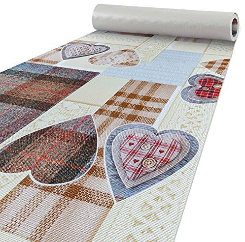ANRO Küchenteppich Läufer Küchenläufer Teppichläufer Bodenläufer Herz Liebe Karo Abwaschbar 200x50cm