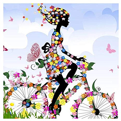 5000 Teile, Impossible Puzzle, Mädchen, das Fahrrad fährt Geschicklichkeitsspiel für die ganze Familie, farbenfrohes Legespiel, Erwachsenenpuzzle ab 14 Jahren, als Ostergeschenk-61.61x41.53 Zoll (156