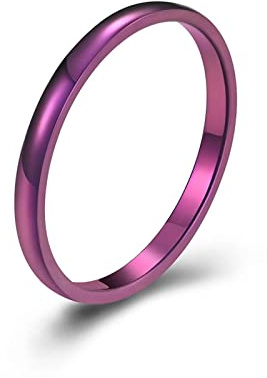 Dsnyu Högpolerad kupol bröllop förlovningsband komfort passform, svart/silver/guld/roséguld/lila rostfritt stål stapelbar ring för kvinnor, storlek 4-12, rostfritt stål, Ingen ädelsten