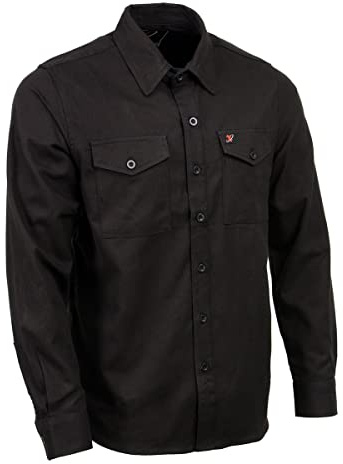 Milwaukee Leather MNG11655 Men's Solid Black Long Sleeve Cotton Flannel Shirt - Small