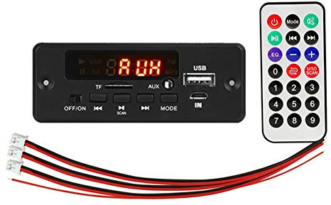 Yoiimiya 2X25W 50W Amplificador Reproductor de MP3 Placa Decodificadora 5V-12V Bluetooth 5.0 MóDulo de Radio FM para AutomóVil Soporte TF USB AUX Reproductor Decodificador