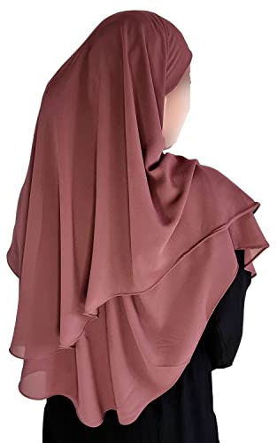 Yaqeen Hijab Kurzer Chiffon-Khimar, 2-lagig, Diamantschliff, Dreieck, Hijab, Muslimischer Schal, Kopftuch, Chadors, Arabien, islamisches Gebetskleid, muslimische Schals