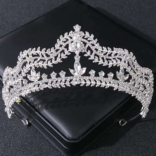 Diadem Hochzeit Krone Tiara,Kristallkrone Damen Braut Haarschmuck Strass Prinzessin Krone Prinzessin Kronekrone Damenkrone Geburtstag Partys Kristall Geburtstag Krone für Frauen Mädchen,Silber