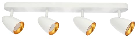 EDO Plafonnier Orientable OVO 4 Spots, Inclinable, Blanc, Éclairage de Plafond Moderne, Luminaire LED Réglable, Cuisine, Projecteur IP20 GU10 EDO777242