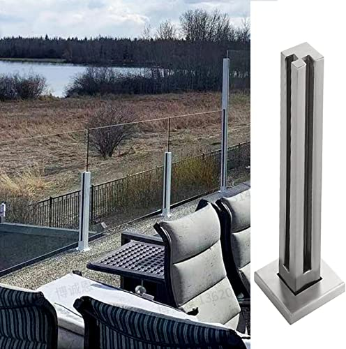 LUDIST Glasgeländerpfosten für den Außenbereich, winddichter Balustradenzaun für Gartenterrasse im Hinterhof, Säule aus Edelstahlplatten mit Klemmschiene (Color : Corner Post, Size : Hight 85cm/33i