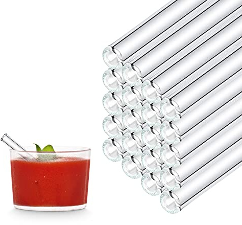 HALM Glasstrohhalme 50x 10 cm kurz gerade für Gastronomie Wiederverwendbar Trinkhalm für B52 Shot Glas Suppe - Spülmaschinenfest - Nachhaltig - Glastrinkhalme Glasstrohalme für Shot-Gläser