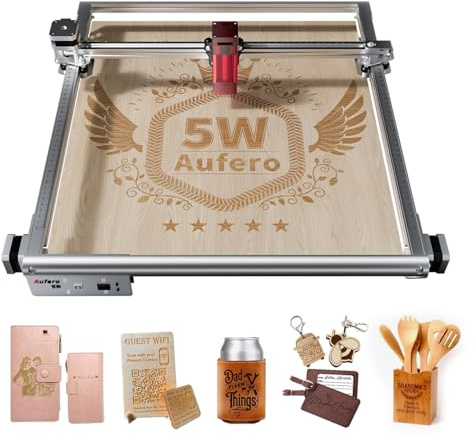 Aufero Laser 2 5W Kurzer Fokus Diod Lasergravierer, Lasergraviermaschine für Holz/Leder, 390x390mm Gravierfläche, Einsteiger-freundlich Lasergraviermaschine