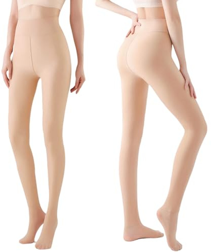 Arkim Collant polaire femme effet Nude transparent, Legging Collants thermiques pour femme - Doublure d'hiver - Faux translucide 0.5, Taille normale, M, Nude, Beige, Femme, Adultes, Collants, Bas