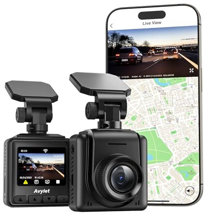 2K Dashcam Avant Wi-FI, Camera Embarquée Voiture App, PEC du Module GPS Externe, Grand Angle de 170°, Vision Nocturne, 24H Mode Parking, Détection de Mouvement, Capteur G, Enregistrement en Boucle