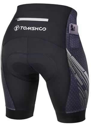 TOMSHOO Radlerhose Herren mit 4D Gepolstert Atmungsaktive Schnelltrocknend | Elastisches Fahrradhose Herren mit 3 Taschen, Anti-Rutsch Silikon, Reflektierend, Radhose Herren Kurz für Rennrad, MTB