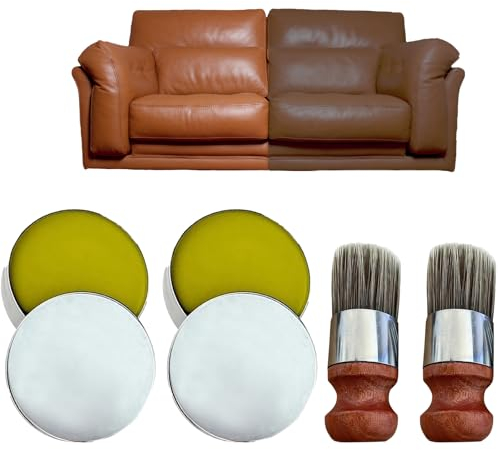 Skeadex Lederbalsam mit BüRste, Intensive Lederpflege, 2 Stück LedermöBelsalbe, Hochwertiger Bienenwachs-Lederbalsam, MöBelpflege Und Restaurator, Universal Lederbalsam Für Sofa Auto MöBel