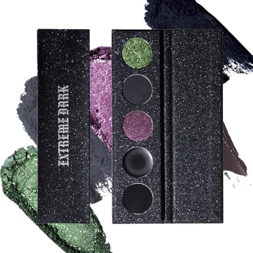 Lidschatten Palette 5 Farben, Smokey Eyeshadow Palette Matt Schimmernde, Eyeshadow Seidige Puder & Creme, Lidschatten Wasserfest & Langlebig, Hohe Farbwiedergabe Gothic Make Up Paletten für Halloween