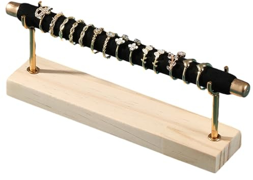 WZTHLF Présentoir à bagues en bois massif élégant et portable pour bijoux (noir, 1)