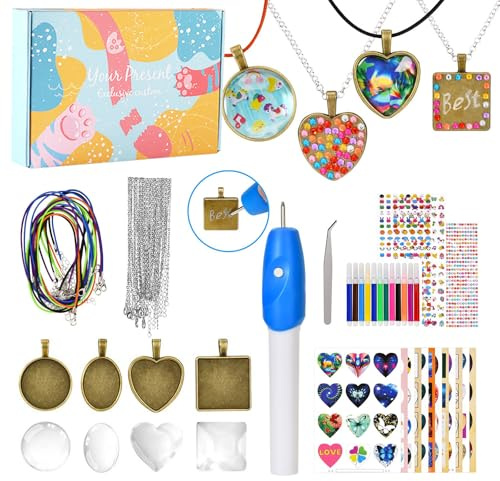 johgee Manualidades Niños Creativo Kit Hacer Joyas Niñas Collares Manualidades Niñas 6 7 8 9 10 11 12 años Crea Tus Joyas Kit Manualidades Materiales para Collar y Pulseras Juguetes Niños Regalos