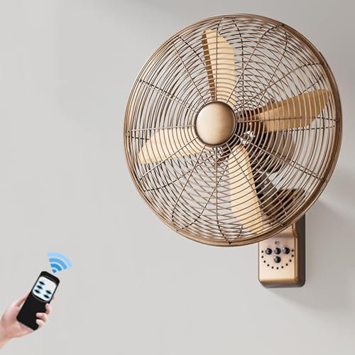 Ventilador De Pared Industrial, Ventilador De Pared con Mando A Distancia, 3 Velocidades (Normal, Nature Y Sleep), Suministro De Aire Oscilante De 90°, para Casa Y Oficina(Bronze,18inch)