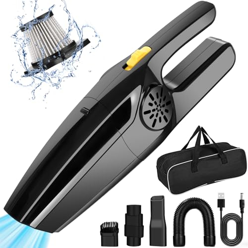 FAOKZE Aspirador de Mano Potente, 8000Pa Mini Aspiradora de Mano con Lavable Filtro Heap, 120W Aspiradora de Mano sin Cable, Mini Aspiradora Portátil Mano Inalámbrica para DoméSticas Coche y Mascotas