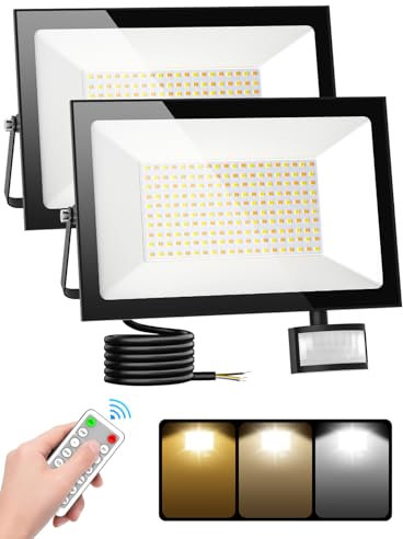 Litglobe 150W Projecteur LED Exterieur Detecteur de Mouvement,3000K/4500K/6500K Spot avec Télécommande,15000LM Projecteur LED,IP66 Etanche Eclairage Exterieur pour Jardin Patio Garage