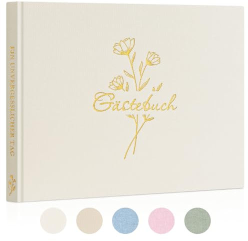 Lanpn Gästebuch Hochzeit, Gästebuch Geburtstag Hochzeitsalbum Hochzeitsgästebuch Blanko, Hochzeitsbuch Gästebücher, Leinen Gästebuch für Jubiläen Geburtstage Babyparty Taufe (108 Seiten, Creme)
