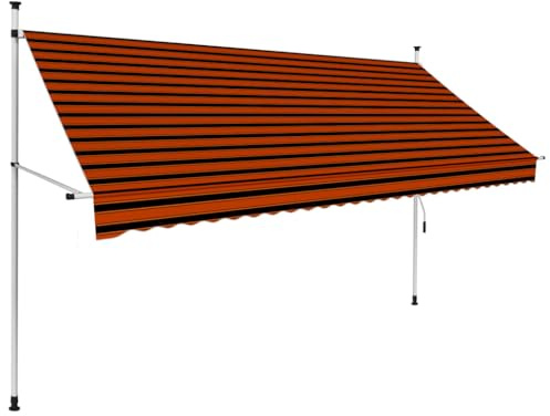 PURADAY Klemmmarkise Handbetrieben 300 cm Breit Orange und Braun Einziehbare Markise Wasser- und Schmutzabweisende Sowie UV- und Wetterbeständige Höhe und Neigungswinkel Einstellbar