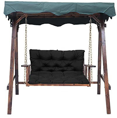 Wasserdichte Ersatz-Schaukelbank mit Rückenlehne, 2/3-Sitzer, Gartenstühle, Bankauflagen, Outdoor, Terrasse, Möbel, Veranda, Hof, 100 x 100 x 10 cm, Schwarz