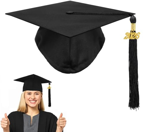 YDHfdc Abschluss Hut Doktorhut 2026 Anhänger Quaste Bachelor Hut Elastischer Unisex Graduation Hat für Abschlussfeiern vom Universität, Hochschule, Abitur Abschluss