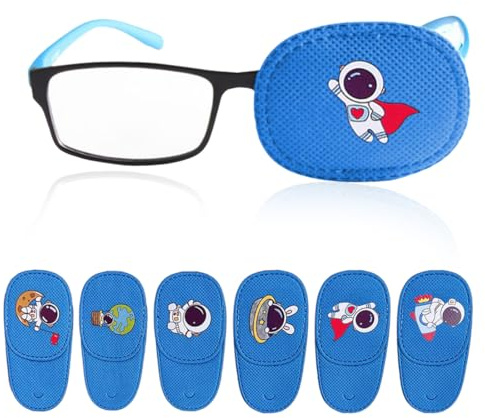 WUSJCOF 6 Stück Amblyopie Augenklappen Kinder, Orthoptischer Augenklappe Medizinisch für Schielens Brille Cover, Eye Patch für Lazy Eye und Strabismus Korrektur Linkes Auge abdecken