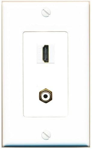 RiteAV Acoplador de pared hembra hembra hembra de 1 puerto HDMI RCA-blanco [blanco]