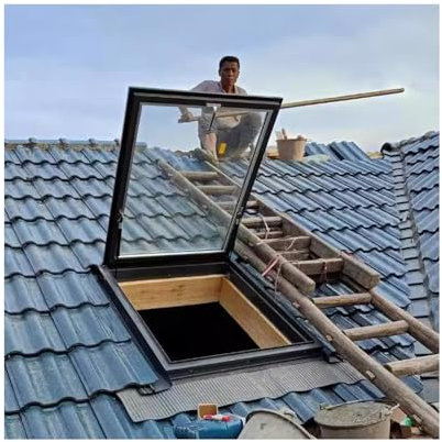 LVLDAWA Cubierta Ventana Salida, Ventana Tragaluz para Techo Aluminio Montaje Al RAS, Tragaluz para Ático Ventilación Manual Vidrio Templado para Sótanos