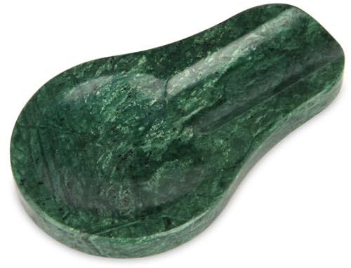 Reposa Cucharas Cocina Mármol, Verde Negruzco, 16.5 x 10 x 1.8 cm | Posacucharas Decoración Soporte para Cucharas de Café Espátula Cucharón Pinzas Tenedor Utensilios de Cocina