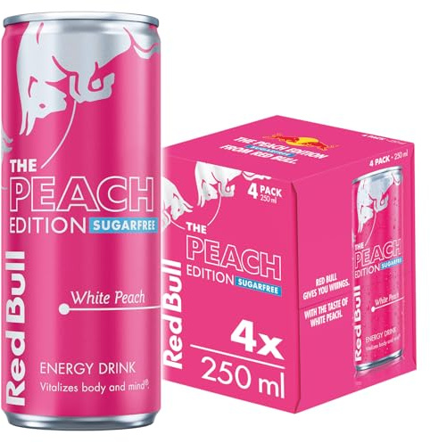 Red Bull Energy Drink Sugar Free Peach Edition White Peach 4 x 250ml